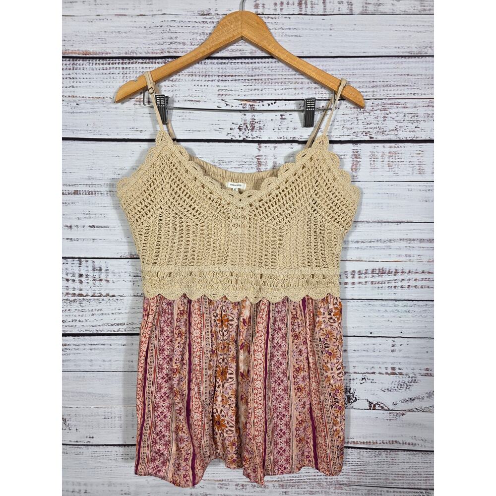 Maurices Boho Crochet Lace Babydoll Tank Top Flora Festival Cottagecore Women XL